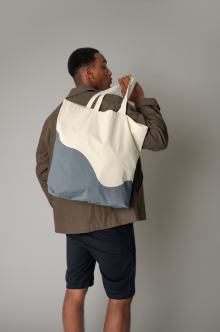 Nachhaltige Maxi-Baumwolltasche mit Wellenmotiv